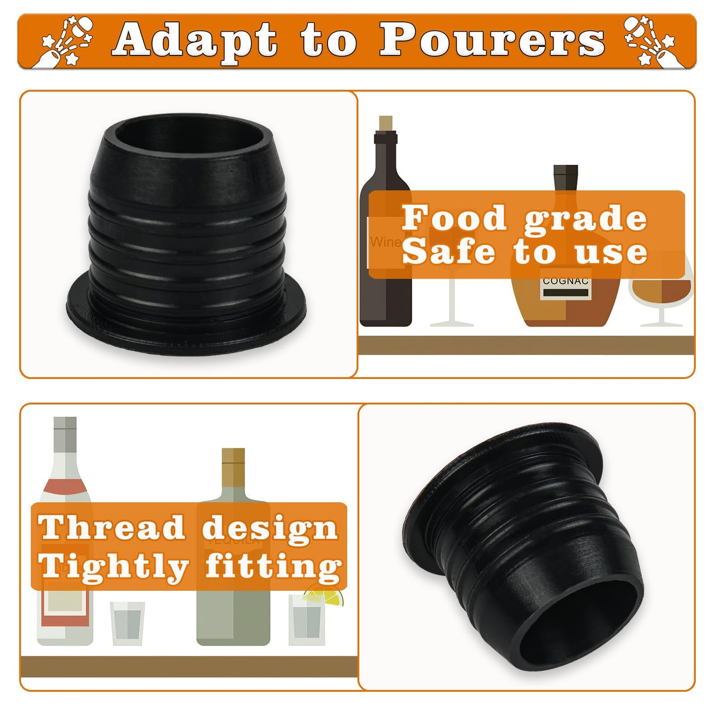 12 Pack Liquor Pour Spout Adapters, Pour Spouts for Large Neck Liquor Bottles, Liquor Bottle Pourers for Alcohol Olive Oil up to 1 inch/25 mm Neck
