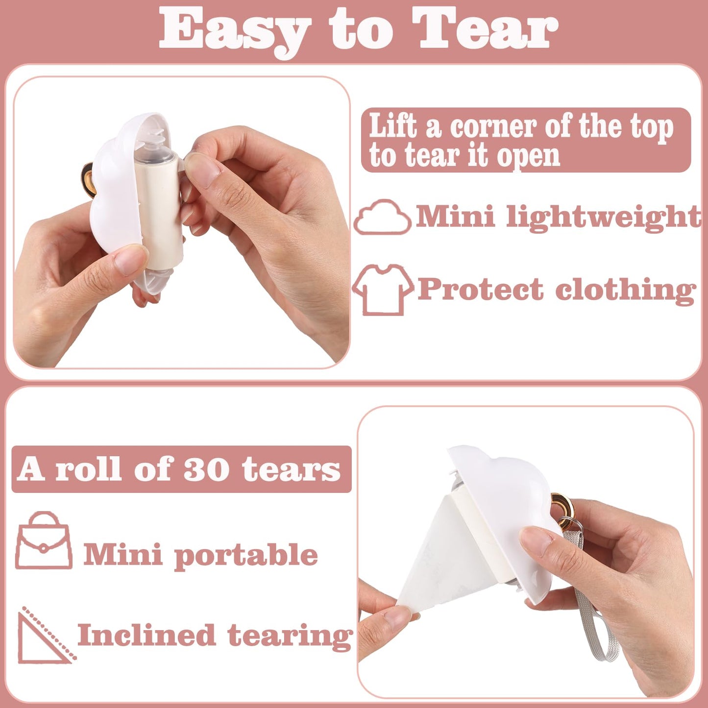 Mini Lint Roller Travel Size, Reusable Lint Roller for Travel, Pet Hair Remover Portable Lint Roller for Clothes with 150 Sheets Refillable (Pink)