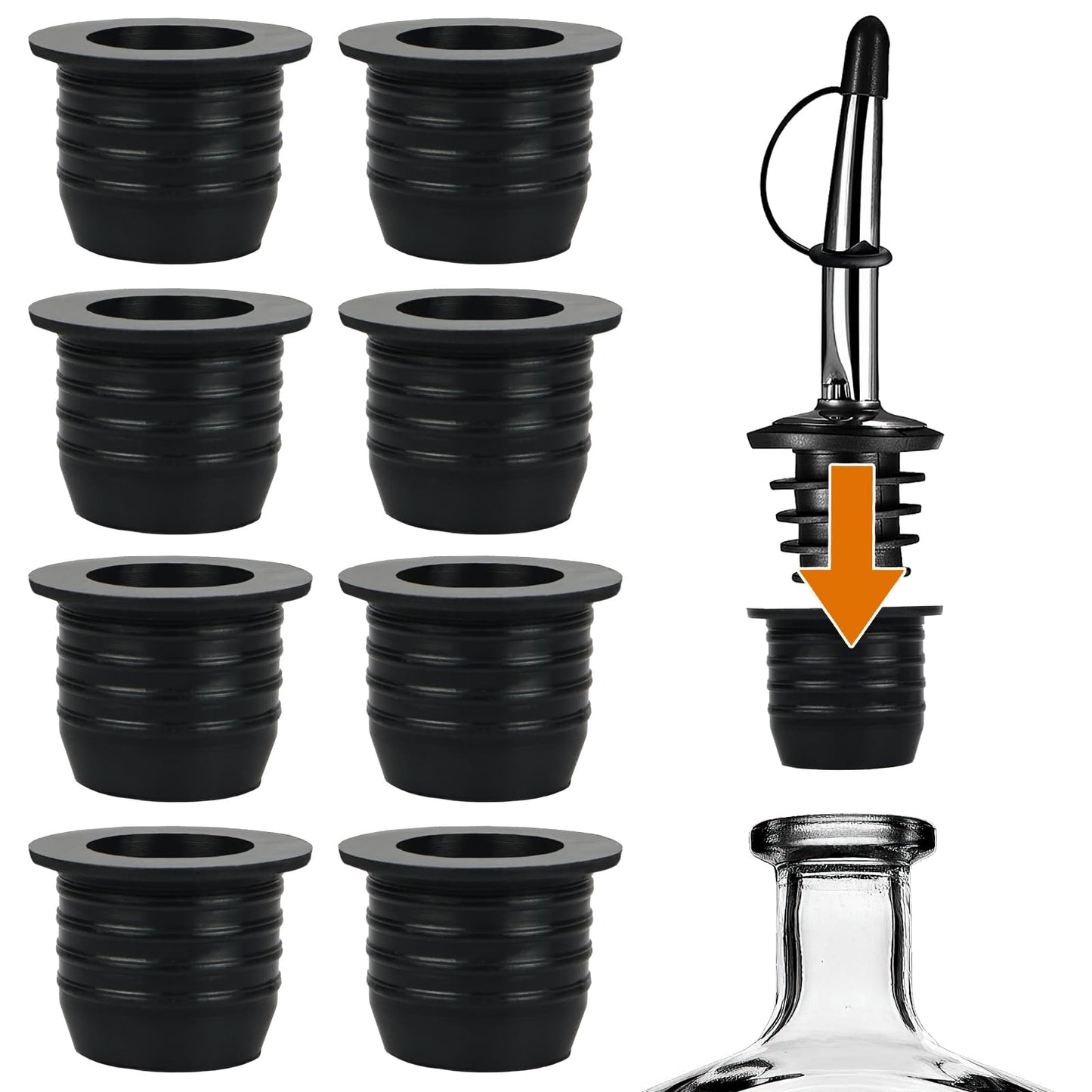 12 Pack Liquor Pour Spout Adapters, Pour Spouts for Large Neck Liquor Bottles, Liquor Bottle Pourers for Alcohol Olive Oil up to 1 inch/25 mm Neck