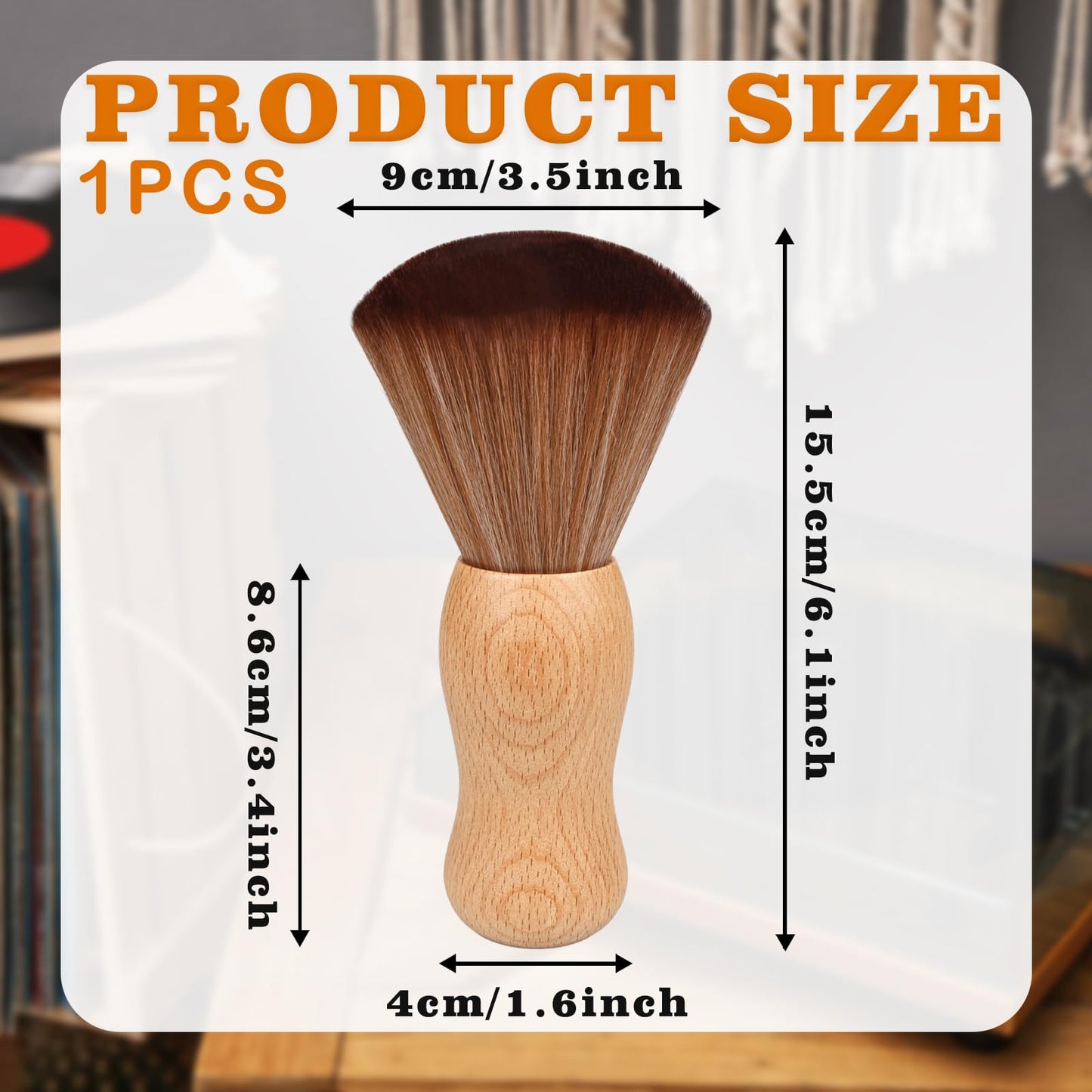 Vinyl Record Cleaner Brush, Anti Static Dust Remover with Fine Fiber Bristles, Wood Record Brush Accessories for Vinyl Albums LP CD Cartridge (Brownish Green)