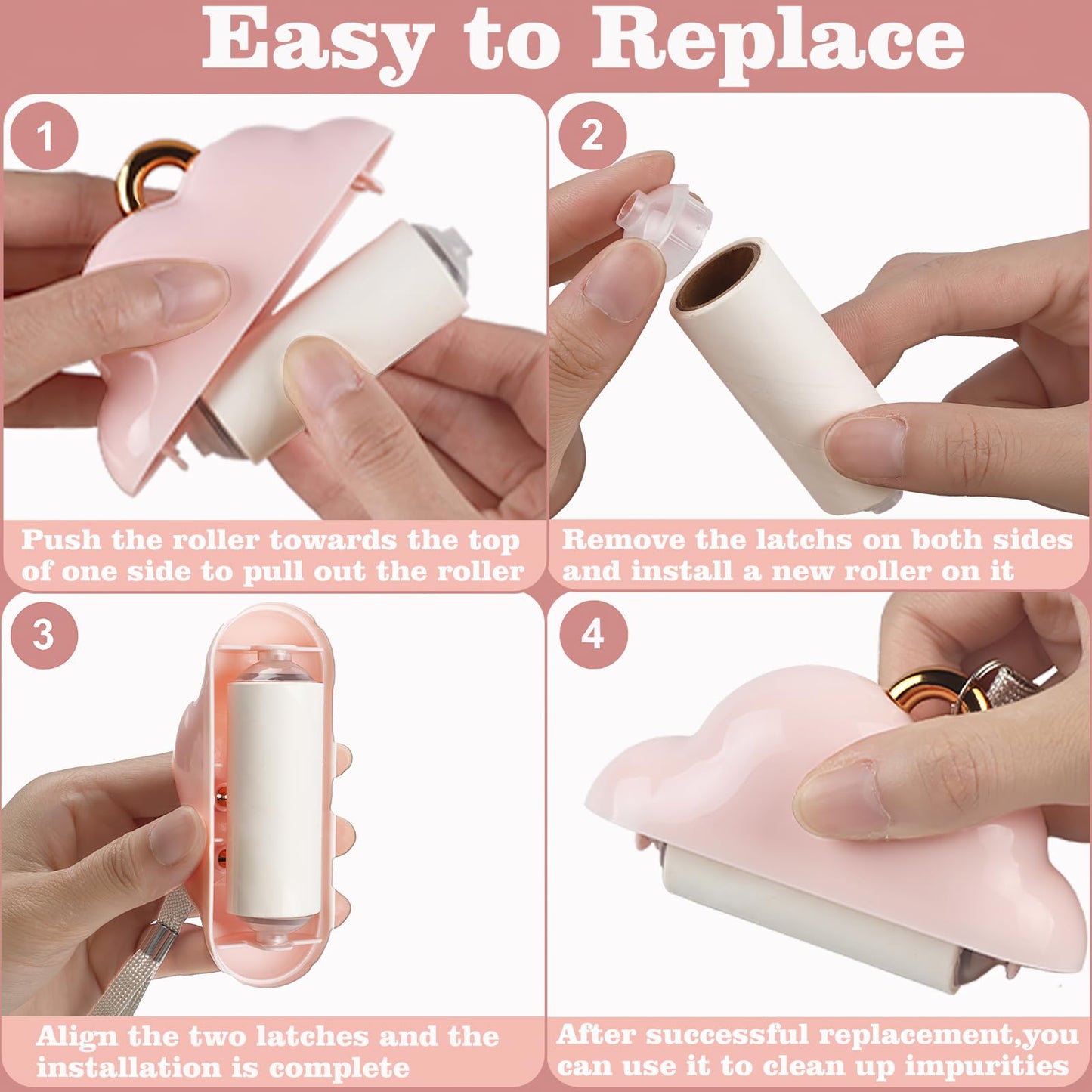 Mini Lint Roller Travel Size, Reusable Lint Roller for Travel, Pet Hair Remover Portable Lint Roller for Clothes with 150 Sheets Refillable (Pink)