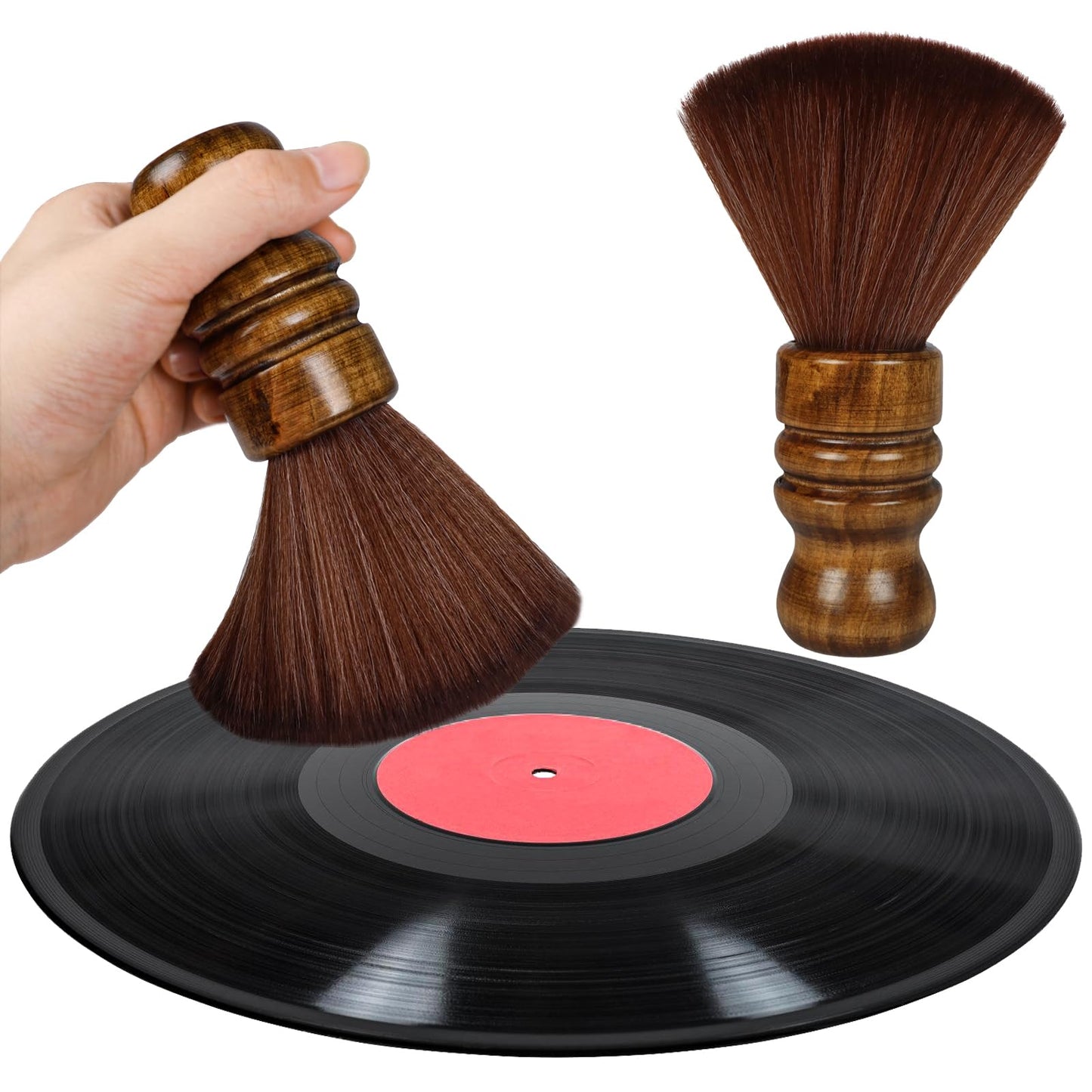 Vinyl Record Cleaner Brush, Anti Static Dust Remover with Fine Fiber Bristles, Wood Record Brush Accessories for Vinyl Albums LP CD Cartridge (Brownish Green)