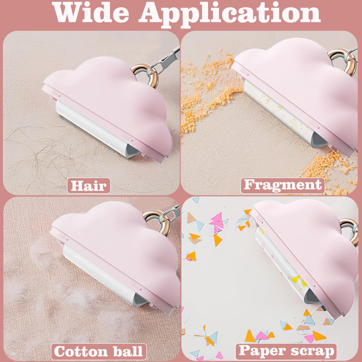 Mini Lint Roller Travel Size, Reusable Lint Roller for Travel, Pet Hair Remover Portable Lint Roller for Clothes with 150 Sheets Refillable (Pink)