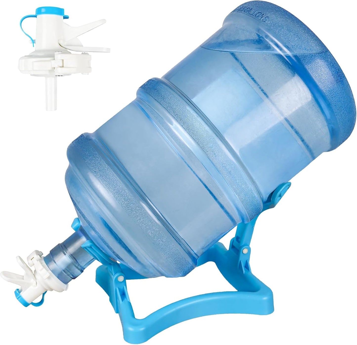 5 Gallon Water Jug Holder, Collapsible Water Dispenser Stand, Non-Slip Water Dispenser Countertop for 3-5 Gallon Bottle with 2 Dispenser Valves