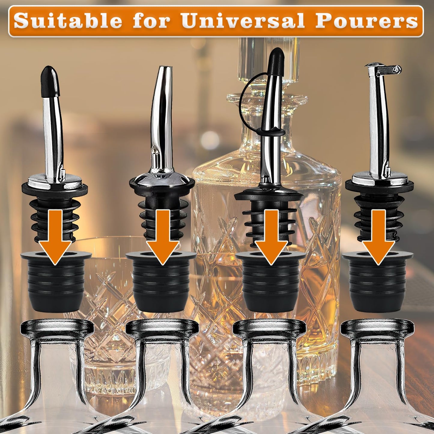12 Pack Liquor Pour Spout Adapters, Pour Spouts for Large Neck Liquor Bottles, Liquor Bottle Pourers for Alcohol Olive Oil up to 1 inch/25 mm Neck