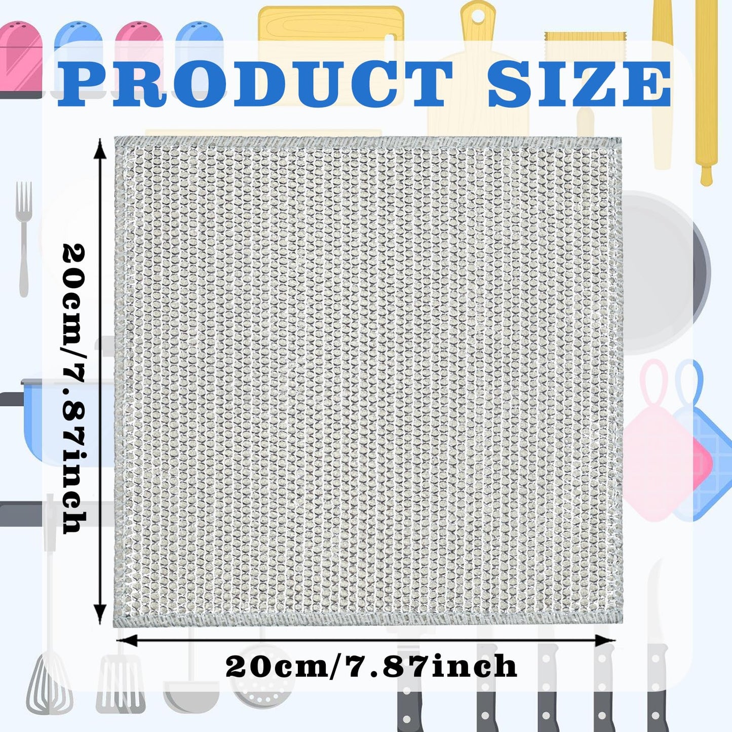 Multifunctional Non Scratch Dishcloth, Multipurpose Wire Dishwashing Rags for Wet and Dry, Wire Washing Cleaning Cloth Scrubbing Pads for Kitchen (10 Pcs)