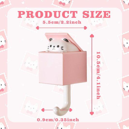 4 Pcs Cute Cat Key Holder, Creative Adhesive Mouse Cat Wall Hooks, Cute Room Decor Hook for Coat, Scarf Hat Towel Key Bag Wall Decoratives