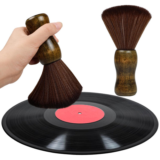 Vinyl Record Cleaner Brush, Anti Static Dust Remover with Fine Fiber Bristles, Wood Record Brush Accessories for Vinyl Albums LP CD Cartridge (Brownish Green)