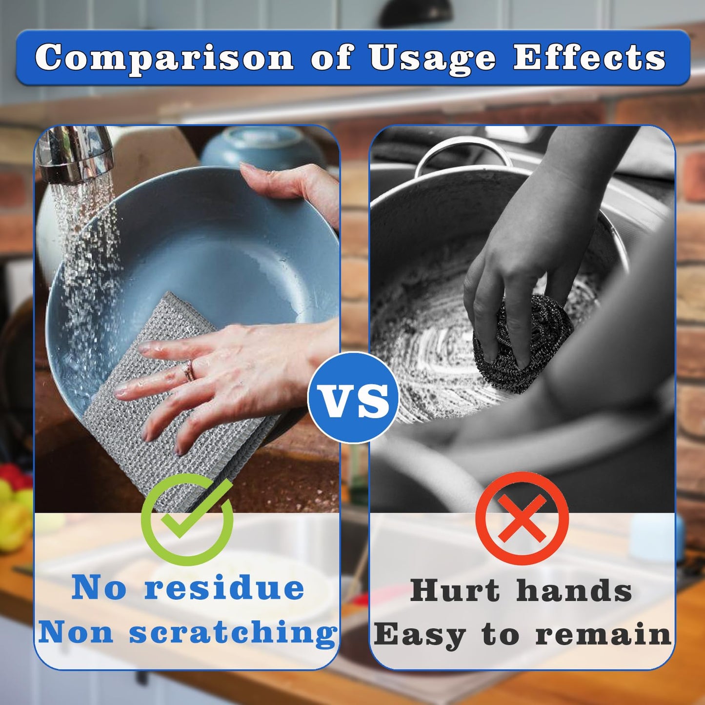 Multifunctional Non Scratch Dishcloth, Multipurpose Wire Dishwashing Rags for Wet and Dry, Wire Washing Cleaning Cloth Scrubbing Pads for Kitchen (10 Pcs)