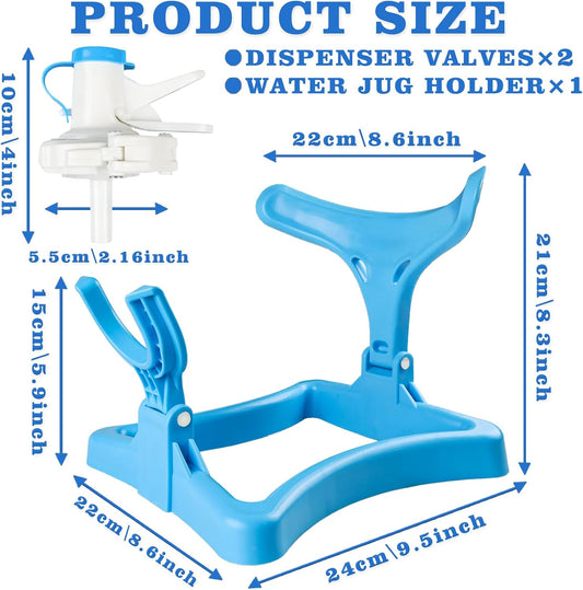 5 Gallon Water Jug Holder, Collapsible Water Dispenser Stand, Non-Slip Water Dispenser Countertop for 3-5 Gallon Bottle with 2 Dispenser Valves