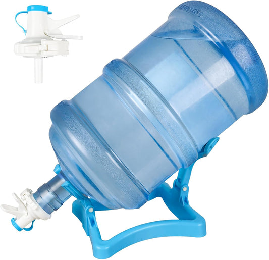 5 Gallon Water Jug Holder, Collapsible Water Dispenser Stand, Non-Slip Water Dispenser Countertop for 3-5 Gallon Bottle with 2 Dispenser Valves