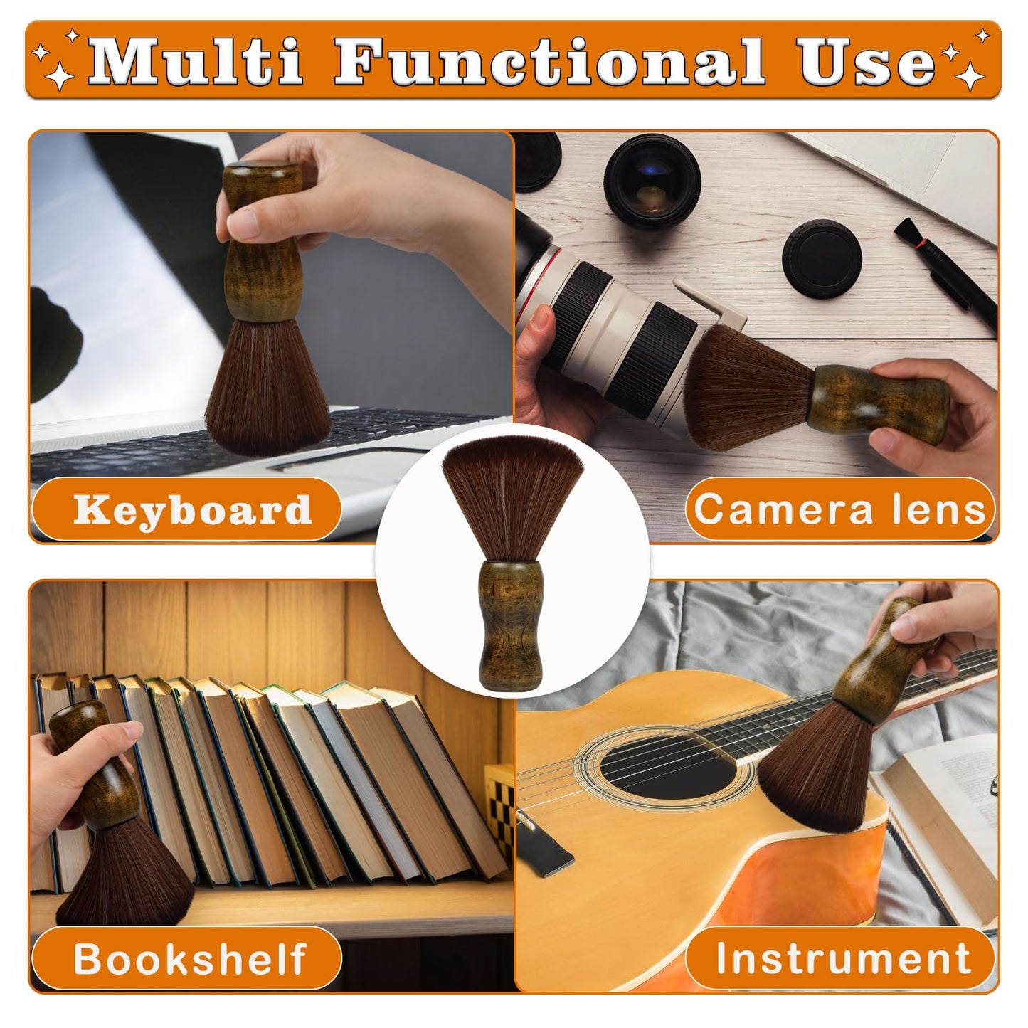 Vinyl Record Cleaner Brush, Anti Static Dust Remover with Fine Fiber Bristles, Wood Record Brush Accessories for Vinyl Albums LP CD Cartridge (Brownish Green)