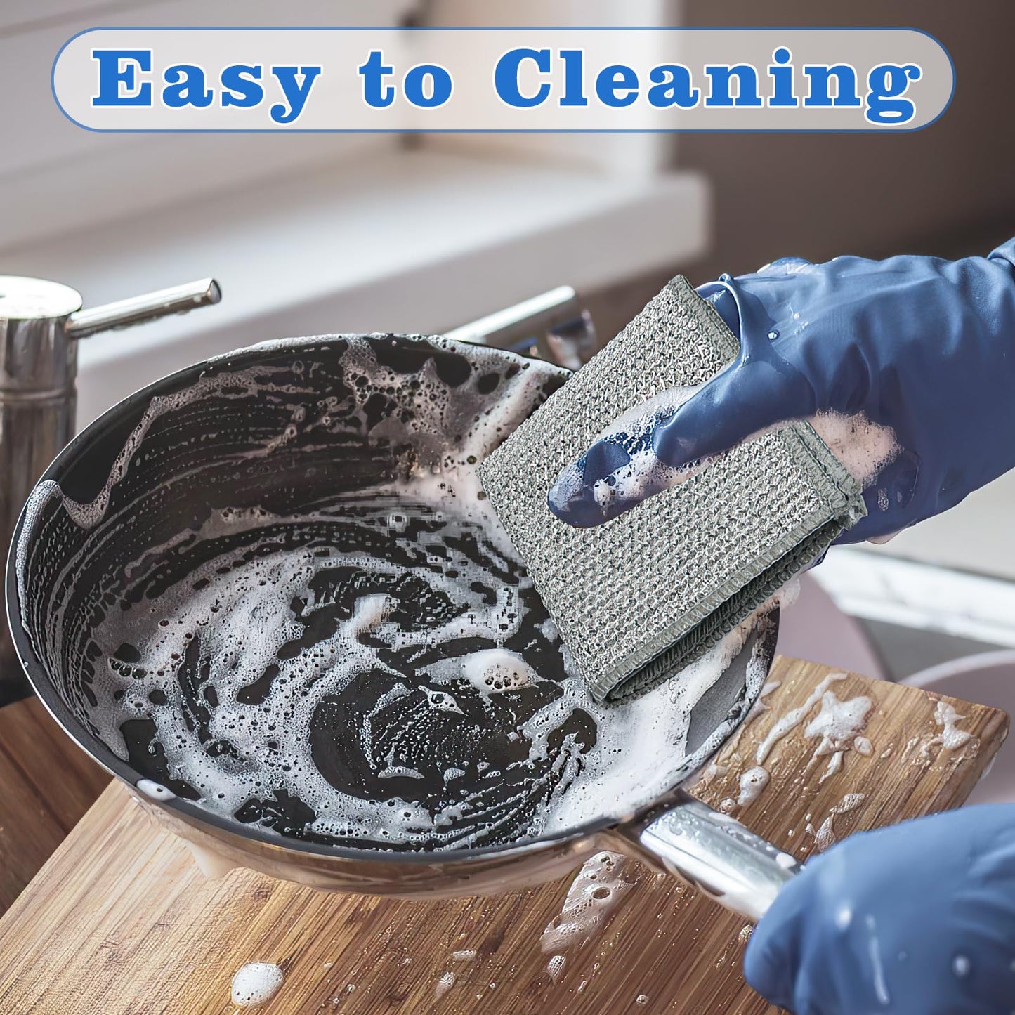 Multifunctional Non Scratch Dishcloth, Multipurpose Wire Dishwashing Rags for Wet and Dry, Wire Washing Cleaning Cloth Scrubbing Pads for Kitchen (10 Pcs)